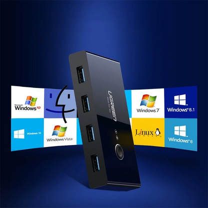 Switch USB UGREEN US216 (30768) Two Sharing Box New Version, 4 x USB-A 3.0, Negru