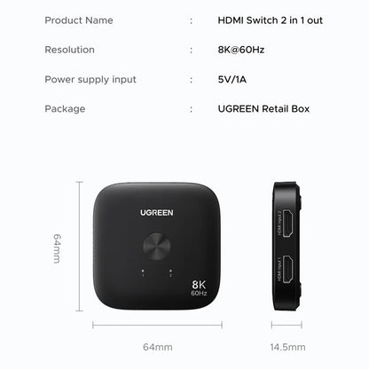 Switch Video HDMI UGREEN 65877, Negru