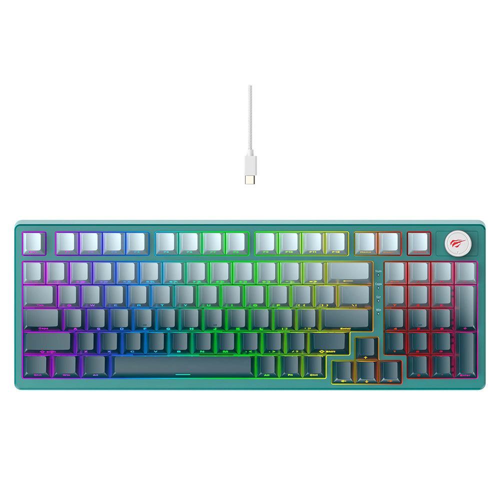 Tastatura Gaming HAVIT KB899L, RGB, 1.8m, Alba Verde