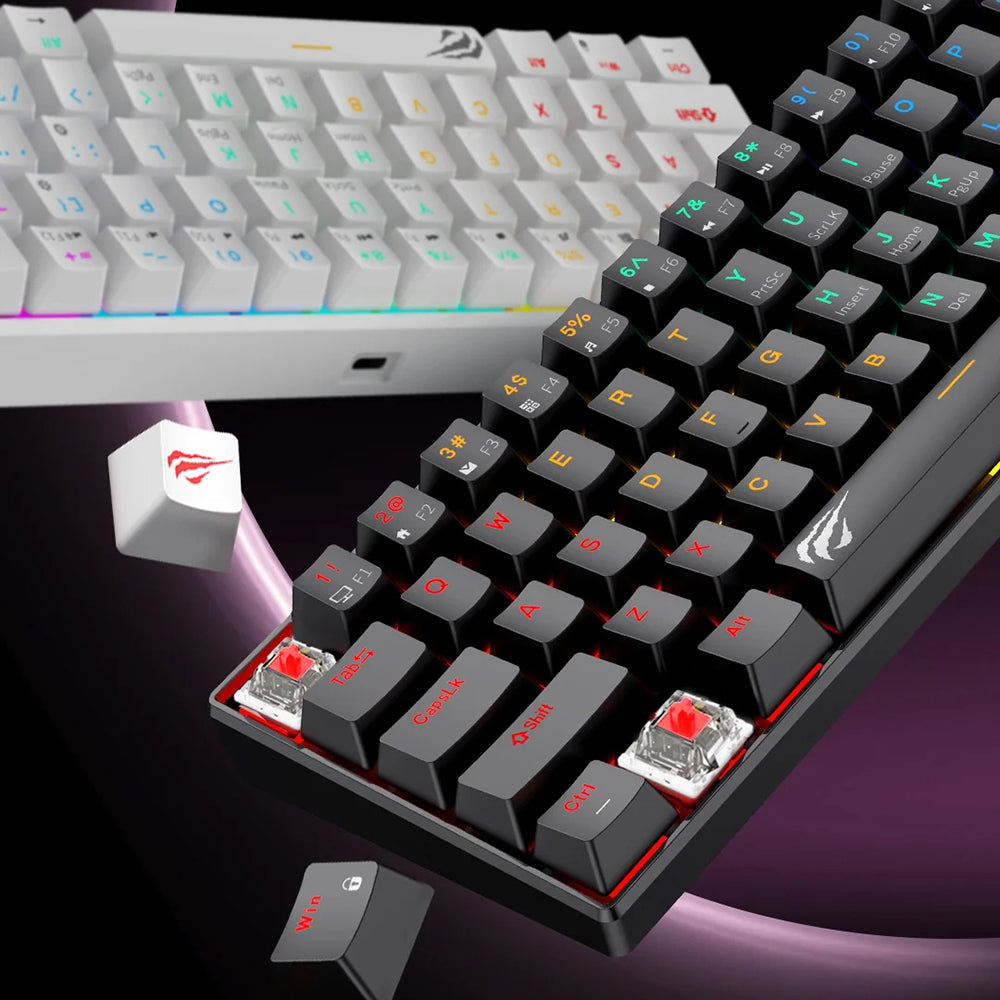 Tastatura Gaming HAVIT KB903L, RGB, 1.8m, Transparenta Alba