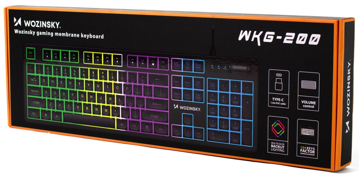 Tastatura Gaming Wired USB WZK WKG-200, RGB, 1.5m, Neagra