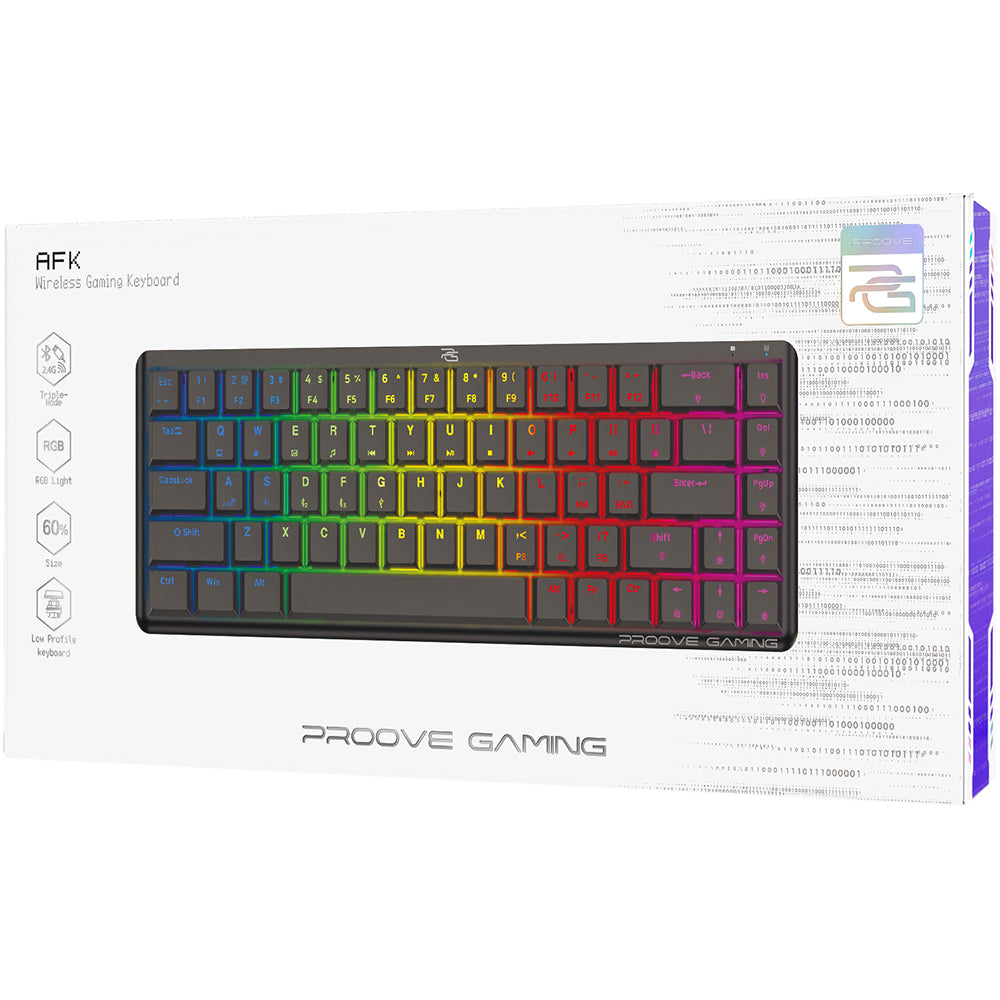 Tastatura Gaming Wireless Proove AFK, RGB, BT / Wi-Fi / Wired, 1.5m, Neagra WKAFKEN22001