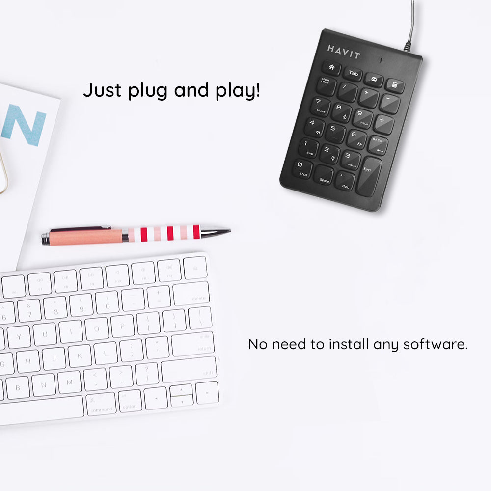 Tastatura Numerica Wired USB HAVIT KB223, 1.5m, Neagra