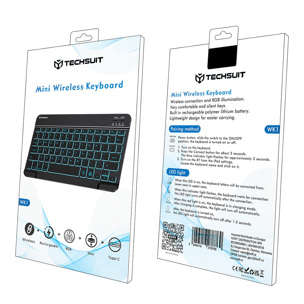 Tastatura Wireless Techsuit WK1, RGB, Neagra