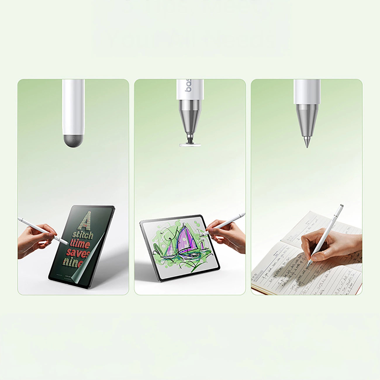 Touch Pen Baseus Smooth Writing 3 Magnetic 3in1 Series, Versiune Pasiv, Alb P80080804213-00