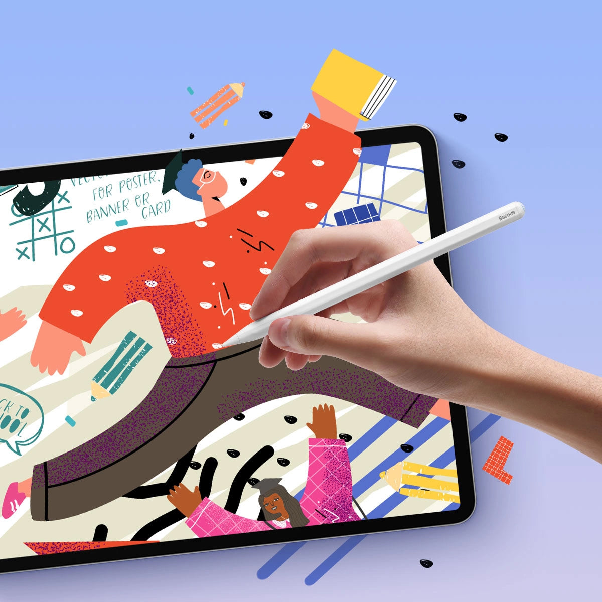Touch Pen Baseus Smooth Writing 2 Series pentru Apple iPad, Versiune Wireless Activ, Alb SXBC060002