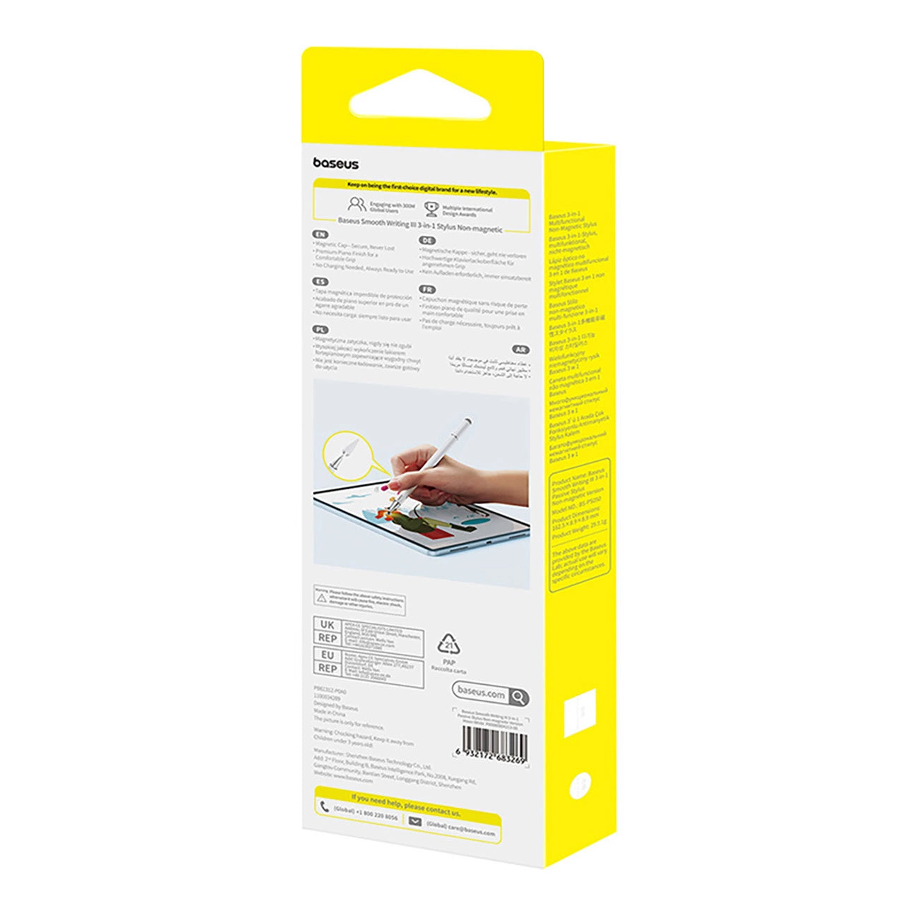 Touch Pen Baseus Smooth Writing 3 Magnetic 3in1 Series, Versiune Pasiv, Alb P80080804213-00