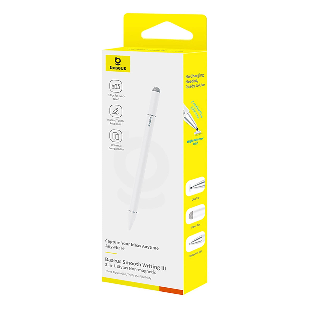 Touch Pen Baseus Smooth Writing 3 Magnetic 3in1 Series, Versiune Pasiv, Alb P80080804213-00
