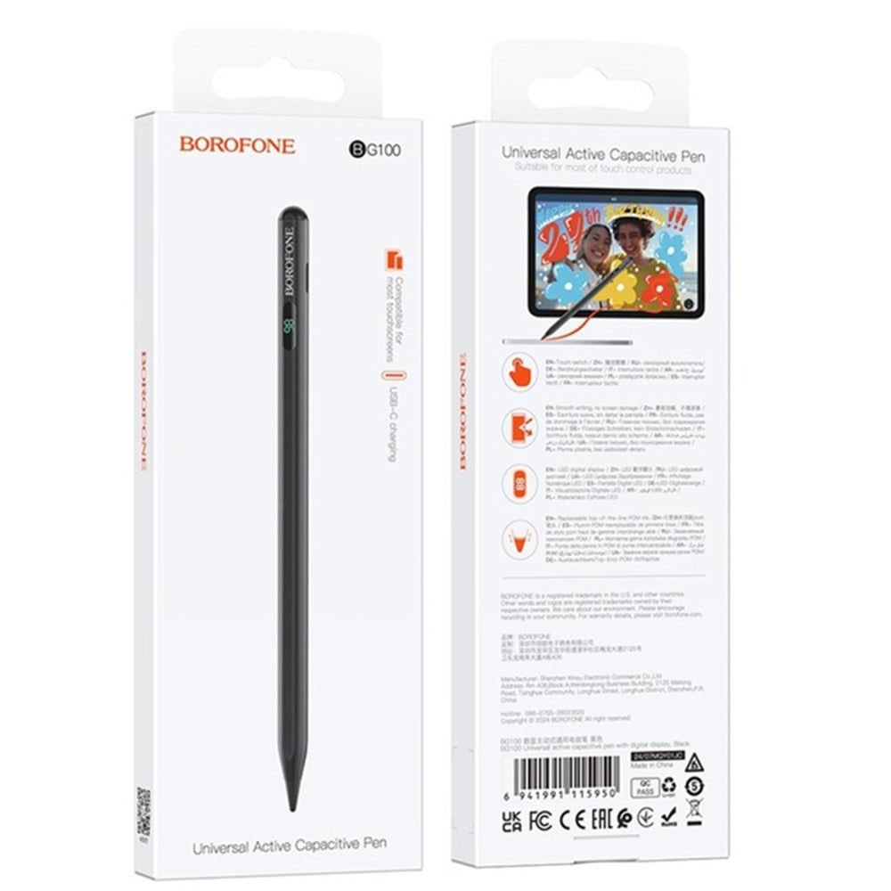 Touch Pen Borofone BG100 pentru Apple iPad Series, Versiune Activ, Negru