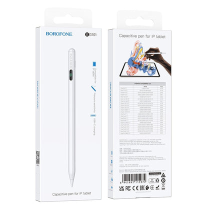 Touch Pen Borofone BG101 pentru Apple iPad Series, Versiune Activ, Alb