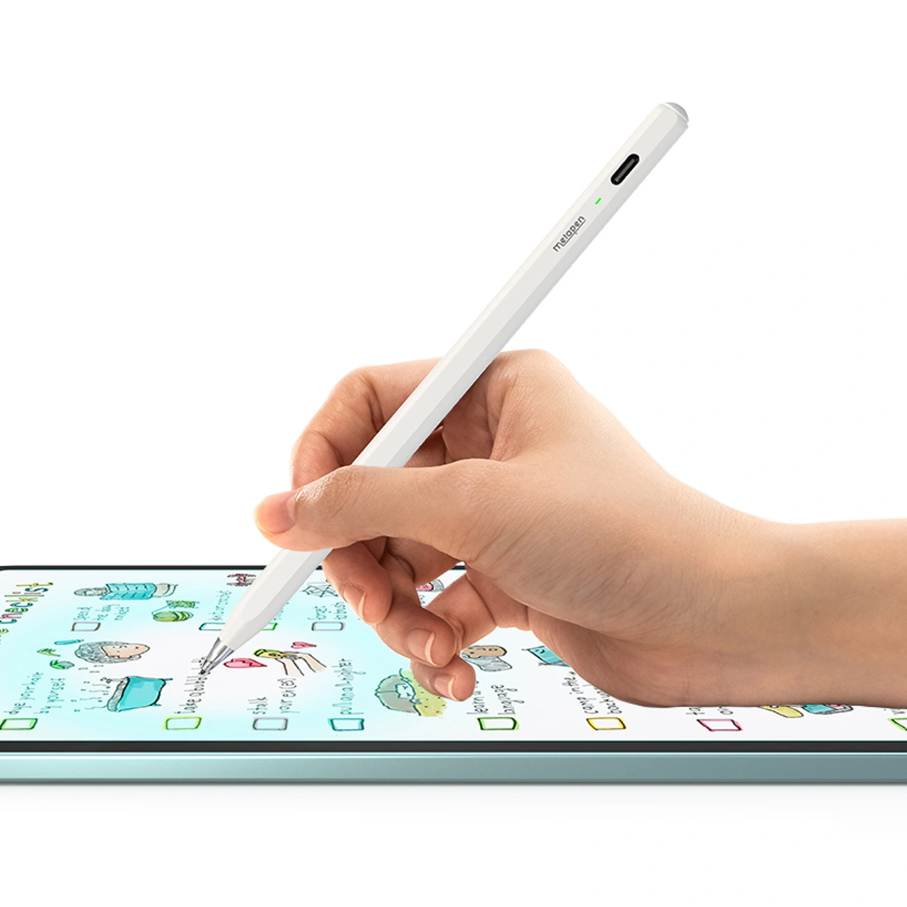 Touch Pen Metapen Air8 Pro pentru Apple iPad, Versiune Activ, Alb ME-APP172