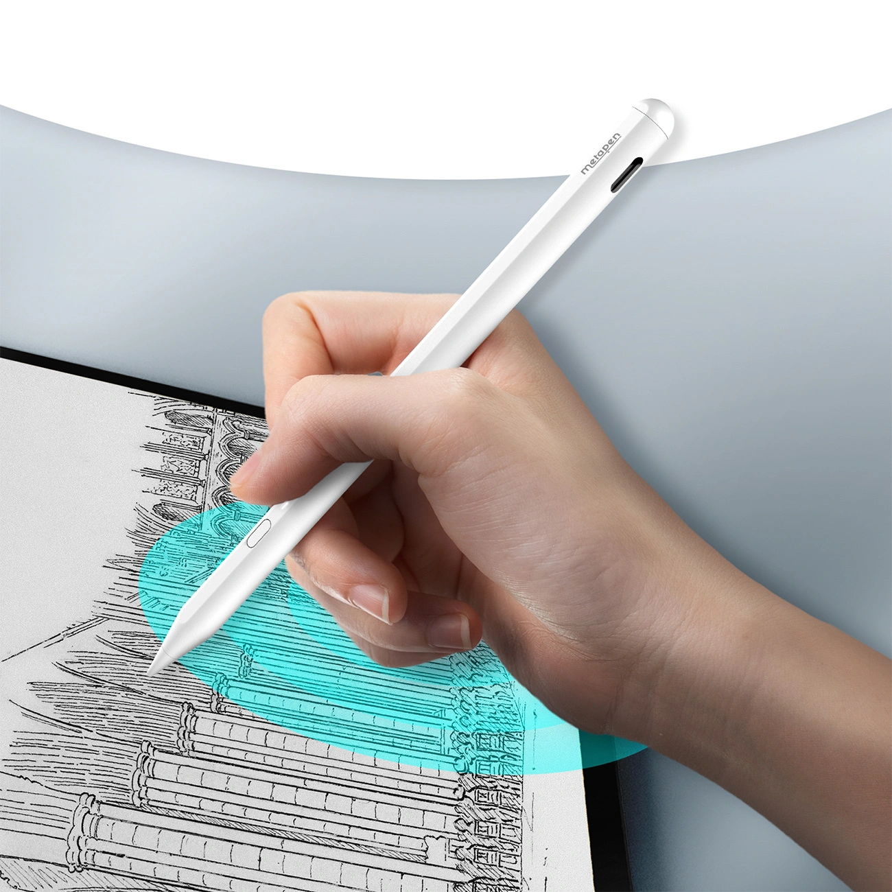 Touch Pen Metapen A11 pentru Apple iPad, Versiune Activ, Alb ME-APP412