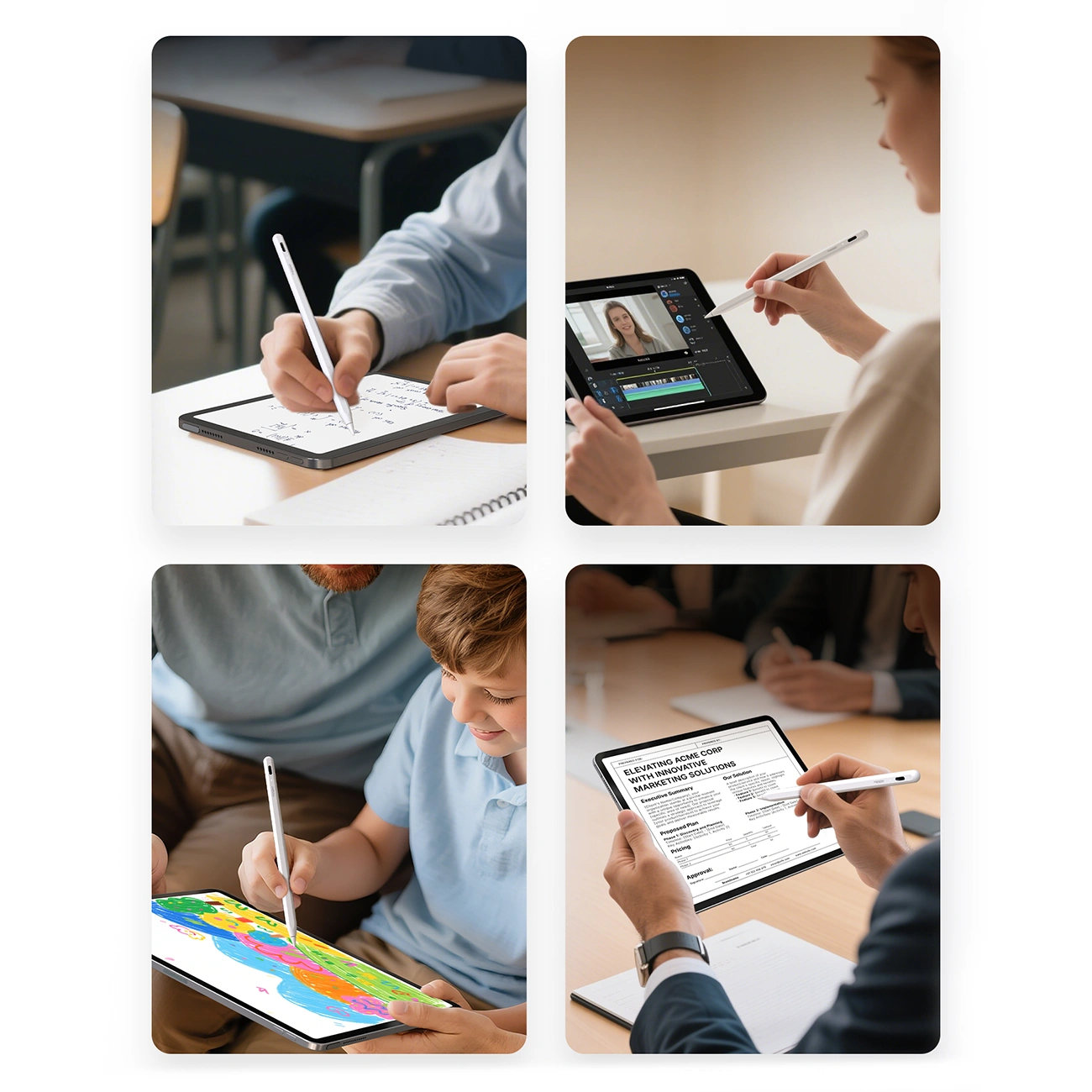 Touch Pen Metapen A8 pentru Apple iPad, Versiune Activ, Alb ME-APP152