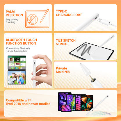 Touch Pen Techsuit AC10-CP pentru Apple iPad, Versiune Activ, Alb