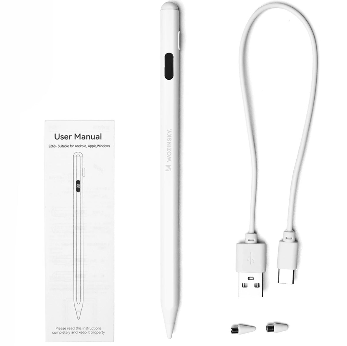 Touch Pen WZK W2268YAS pentru Apple iPad, Versiune Activ, Alb
