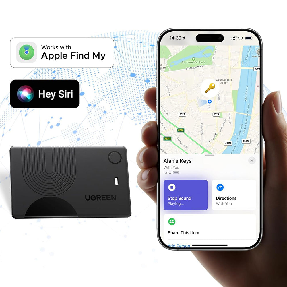 UGREEN SmartTag Smart Finder Slim 2 CM920 (75120A) pentru iOS Series, Set 2 bucati, Negru