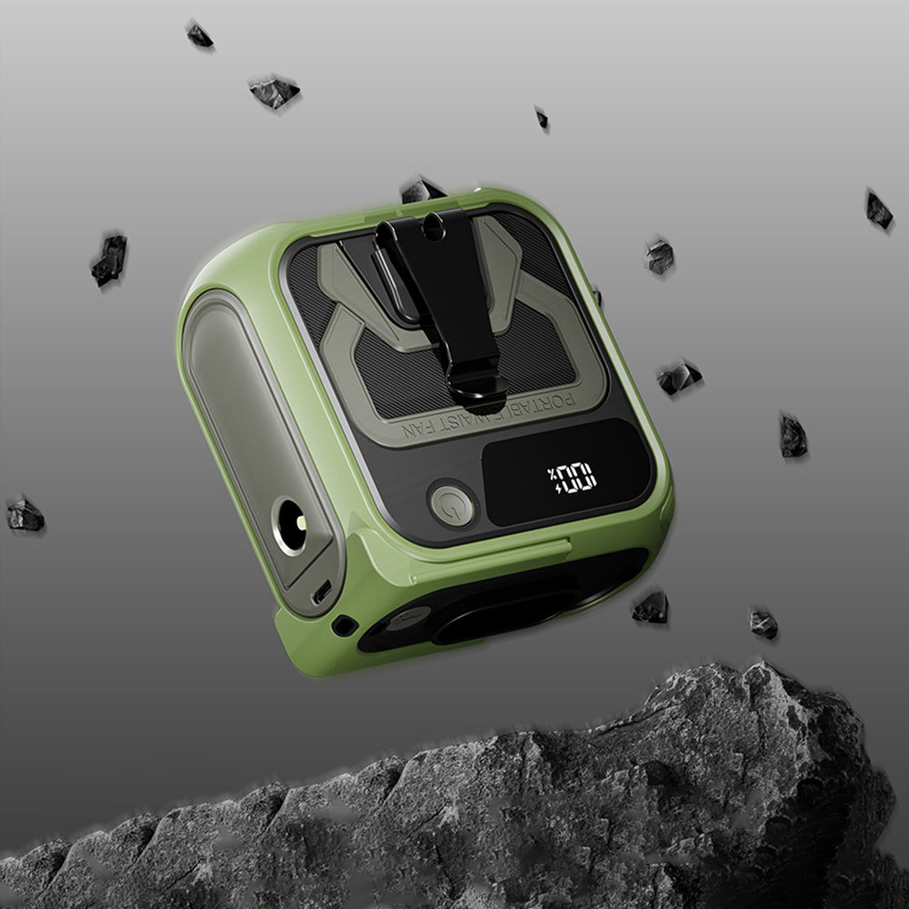 Ventilator Portabil Techsuit Z13 cu baterie externa 10000mAh, Verde