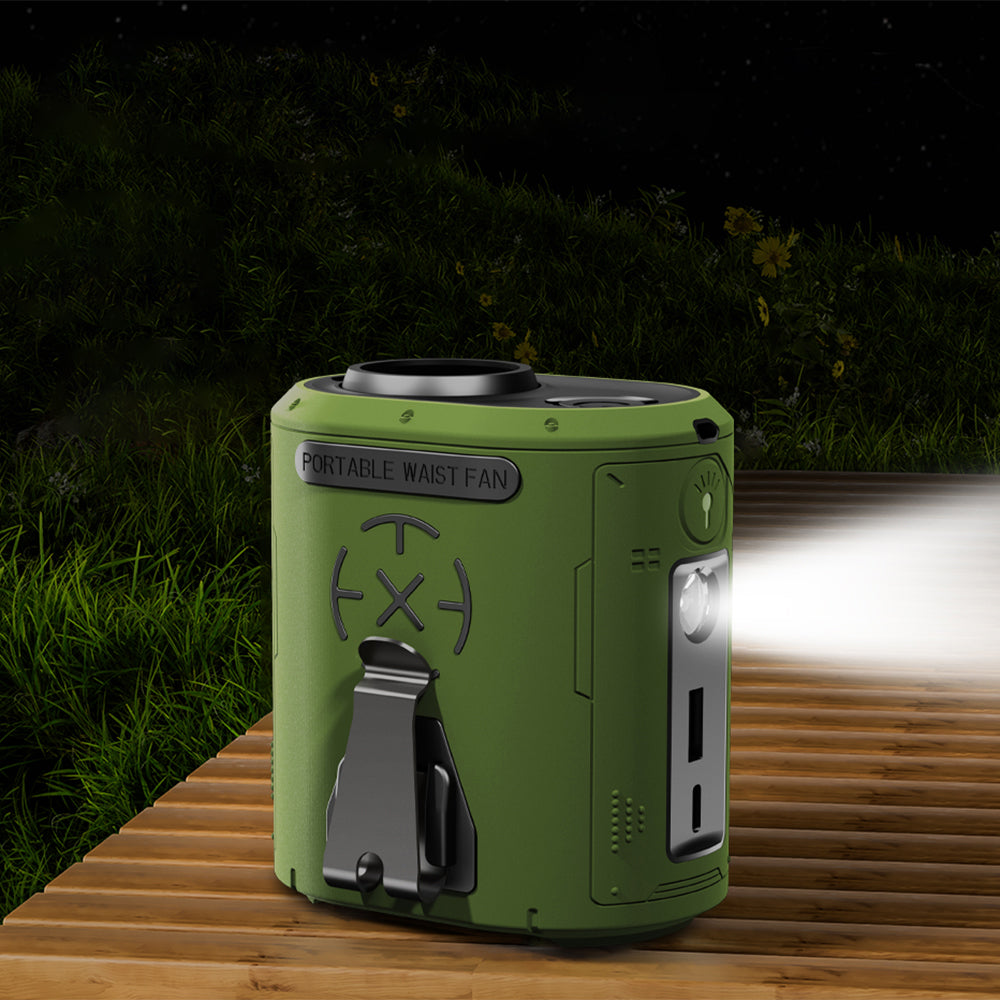 Ventilator Portabil Techsuit Z14 cu baterie externa 5000mAh, Verde