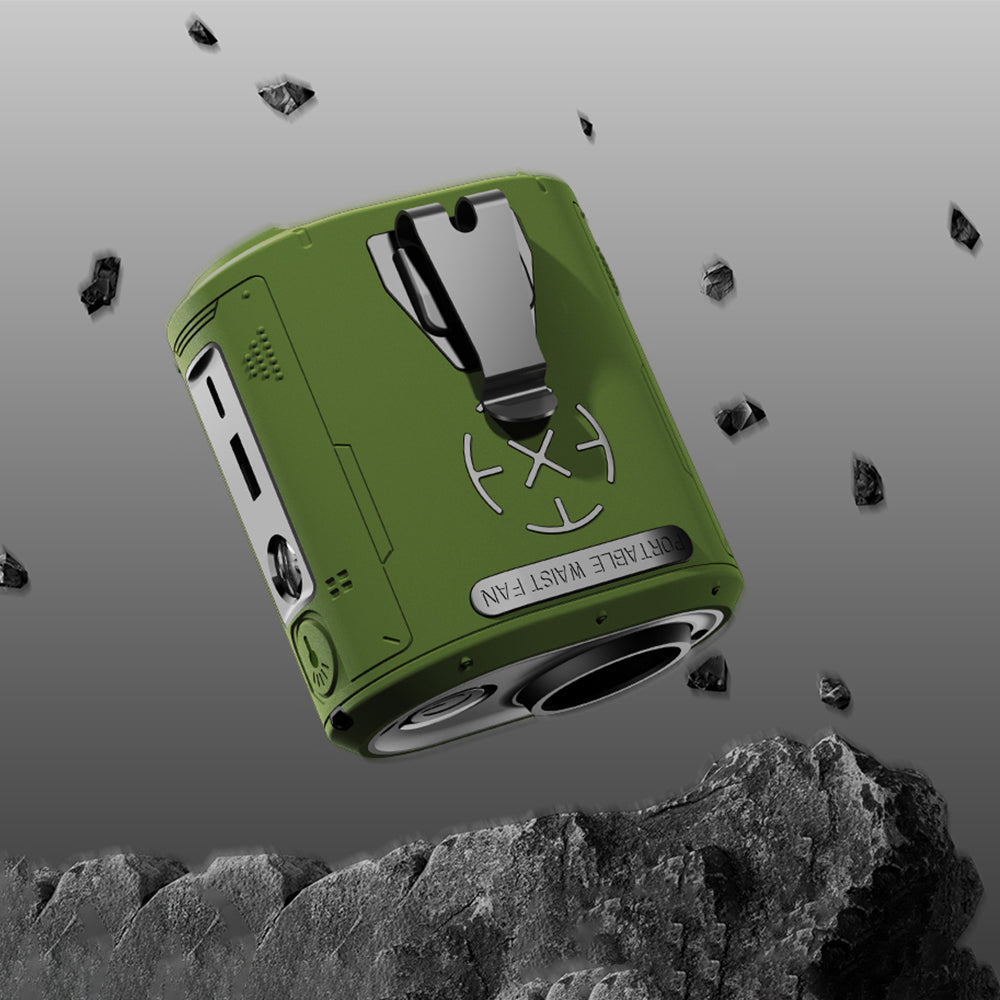 Ventilator Portabil Techsuit Z14 cu baterie externa 5000mAh, Verde