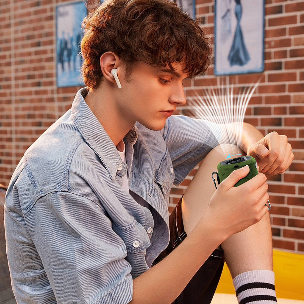 Ventilator Portabil Techsuit Z14 cu baterie externa 5000mAh, Verde