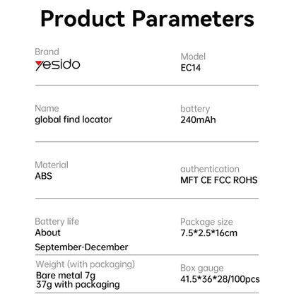 Yesido SmartTag EC14 pentru iOS Series, Alb